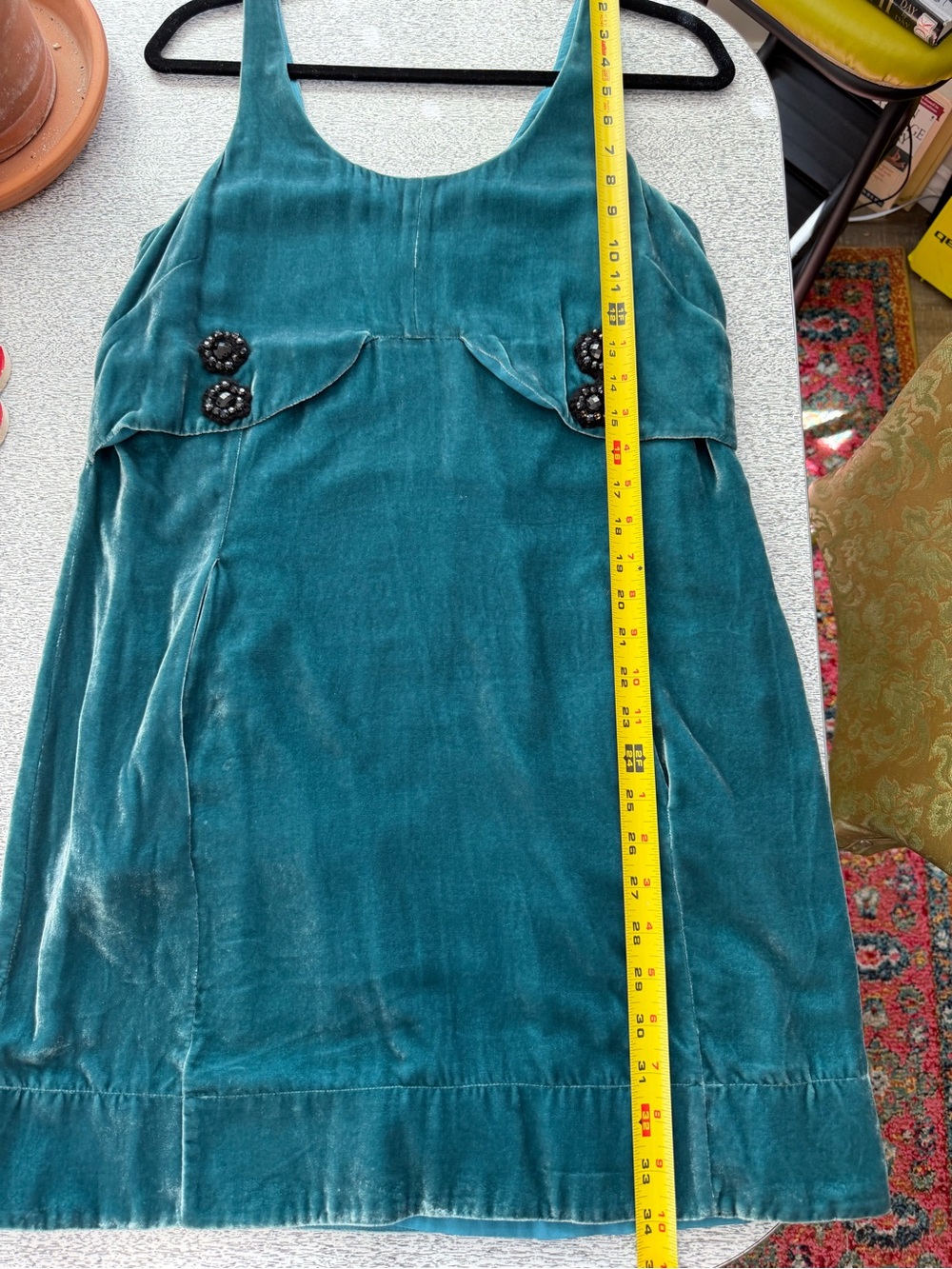 See By Chloe Teal Velvet mini dress - Picture 11 of 12